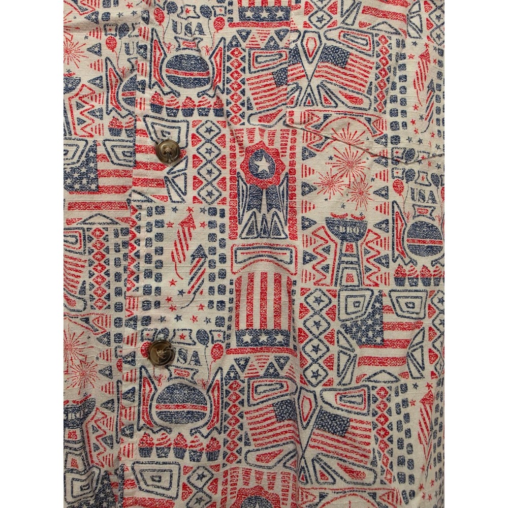 Oliver & Burke Mens XL Short Sleeve Button Down Shirt Americana USA BBQ Print - Picture 2 of 5